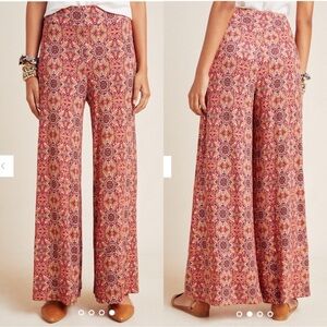 Farm Rio Anthropologie Wide Leg Knit Pants Pull On Boho Paisley Cruise Resort